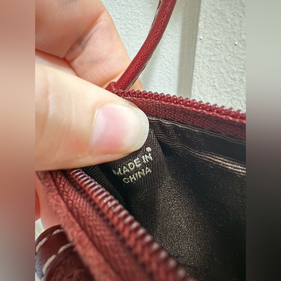 Coach Red/Burgundy Suede Leather Wristlet Bag - Picture 11 of 14